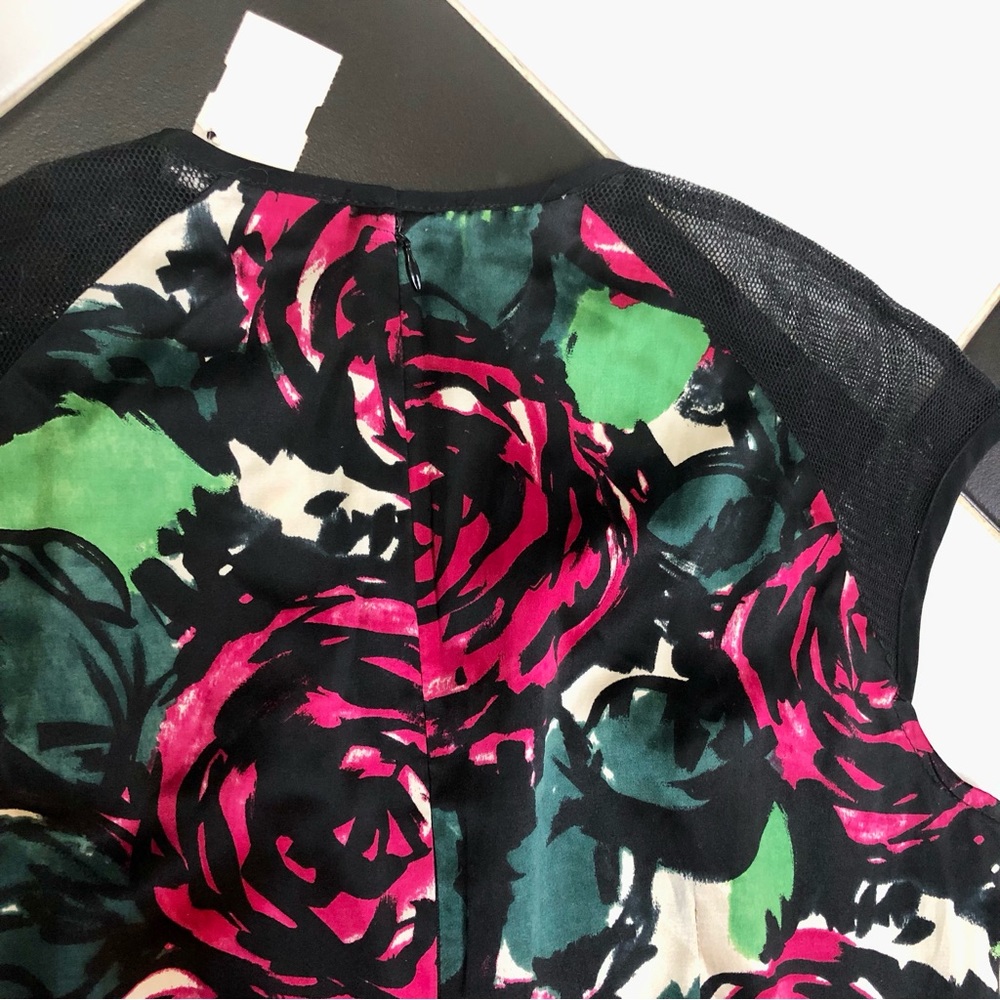 NWT Nanette Lepore Daring Rose Silk Sheath Mini Dress Sheer Mesh Panels Floral 8 - Picture 9 of 12